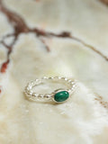Daisy London textured malachite ring in recycled sterling silver, UK version