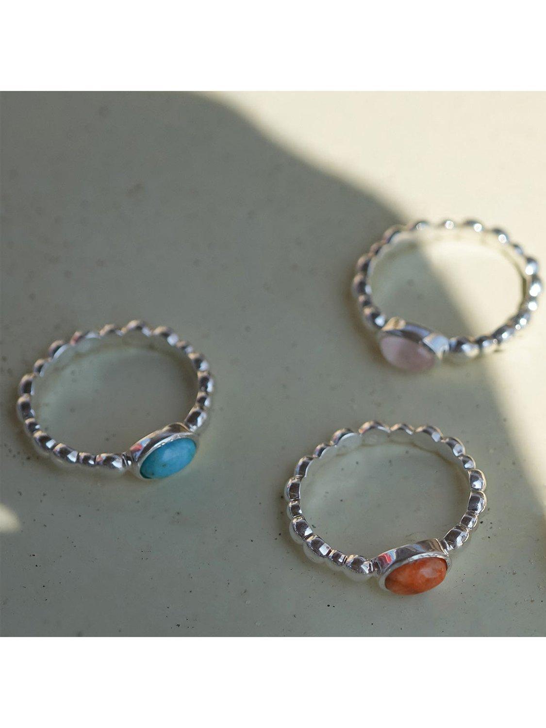 Daisy London textured turquoise stone ring sterling silver - British product