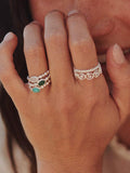 Daisy London textured turquoise stone ring sterling silver - British product