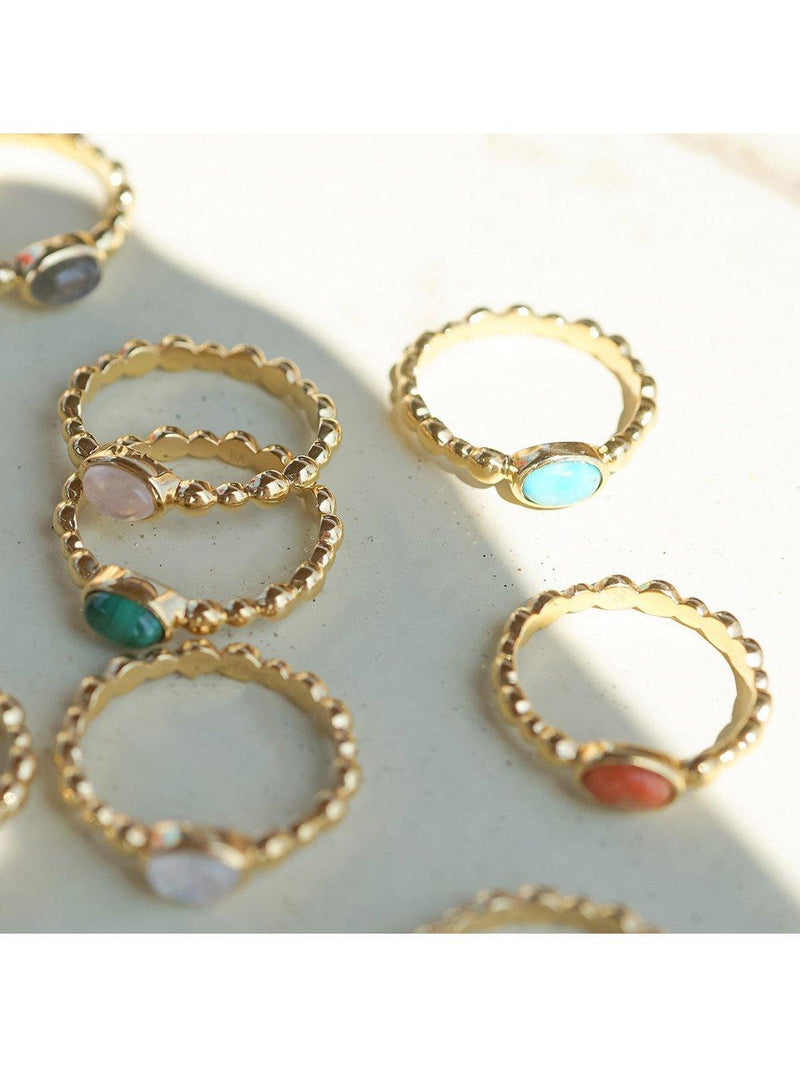 Daisy London turquoise stone ring gold plated (British brand)