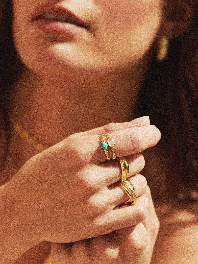 Daisy London turquoise stone ring gold plated (British brand)
