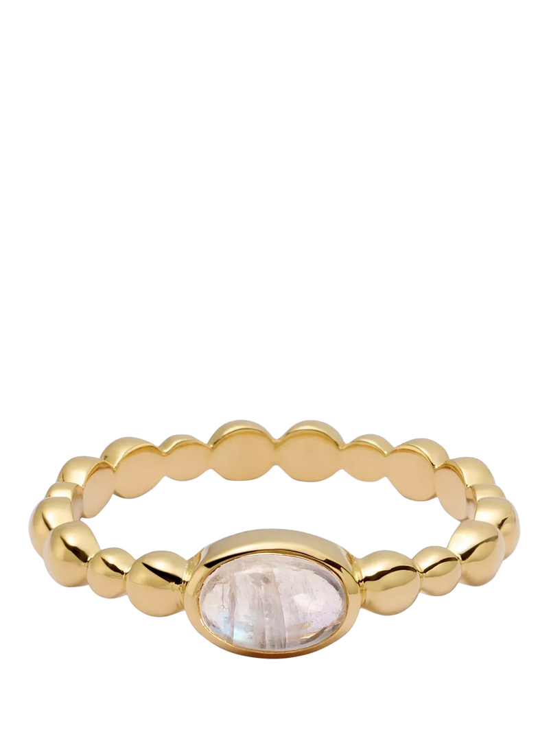 Daisy London moonstone textured ring in rainbow gold, (British brand)