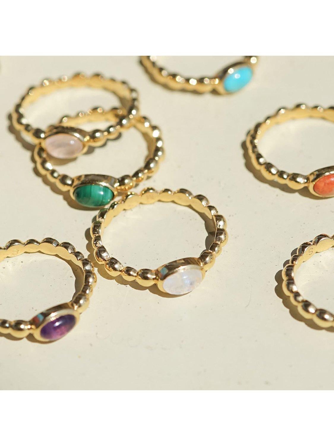 Daisy London moonstone textured ring in rainbow gold, (British brand)