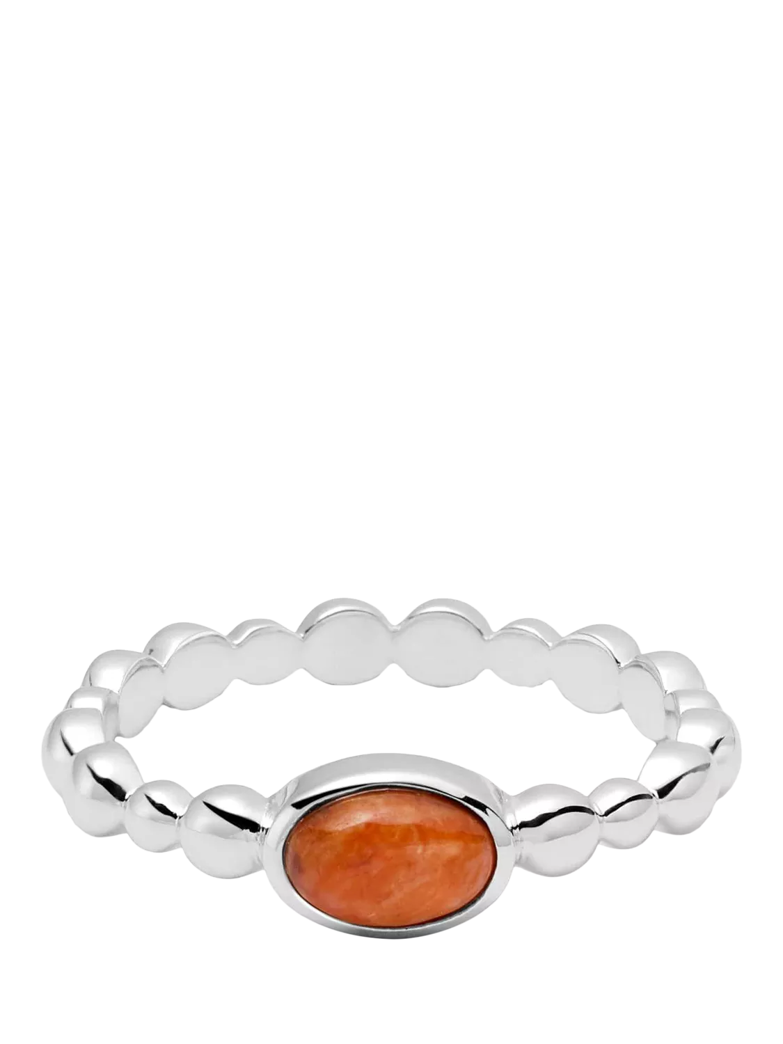 Daisy London textured stone ring with red coral, UK version