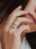 Daisy London textured stone ring with red coral, UK version