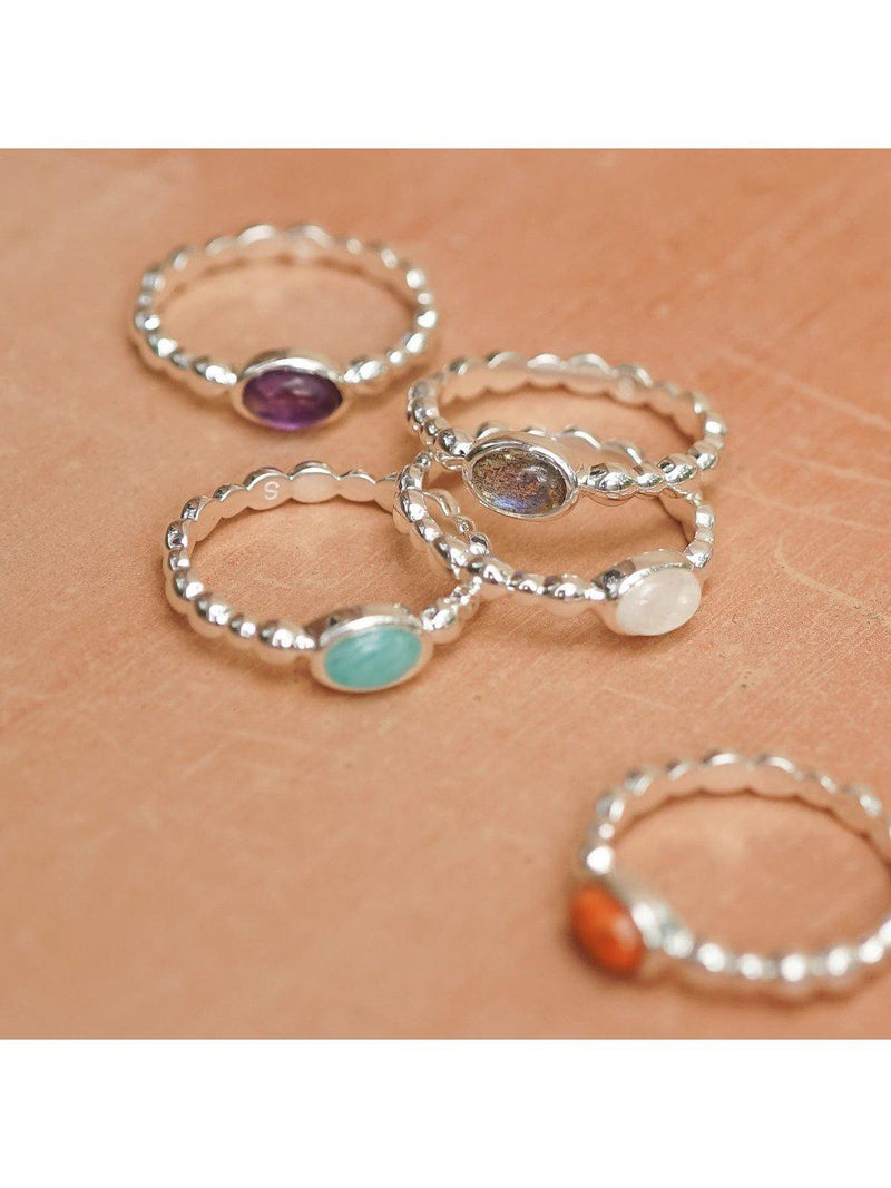 Daisy London moonstone textured ring, imported from the UK