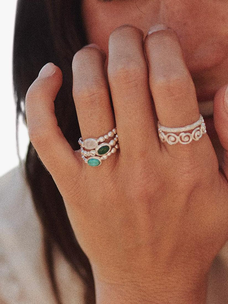 Daisy London moonstone textured ring, imported from the UK
