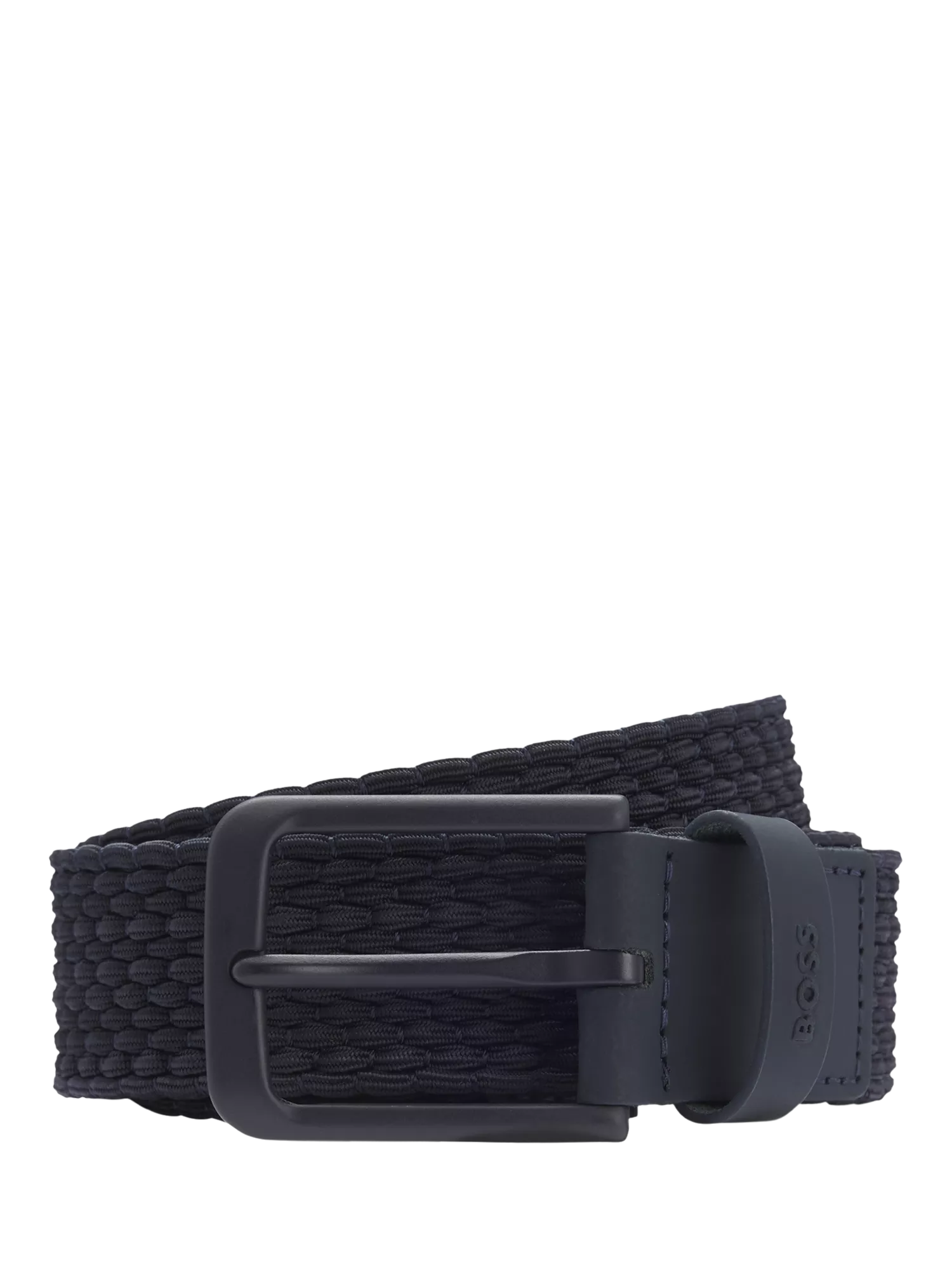BOSS elastic woven and leather belt Dark Blue - British product
