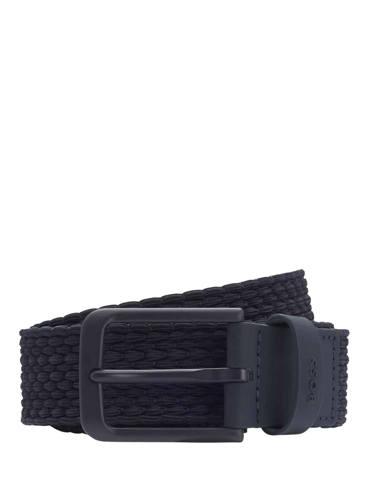 BOSS elastic woven and leather belt Dark Blue - British product