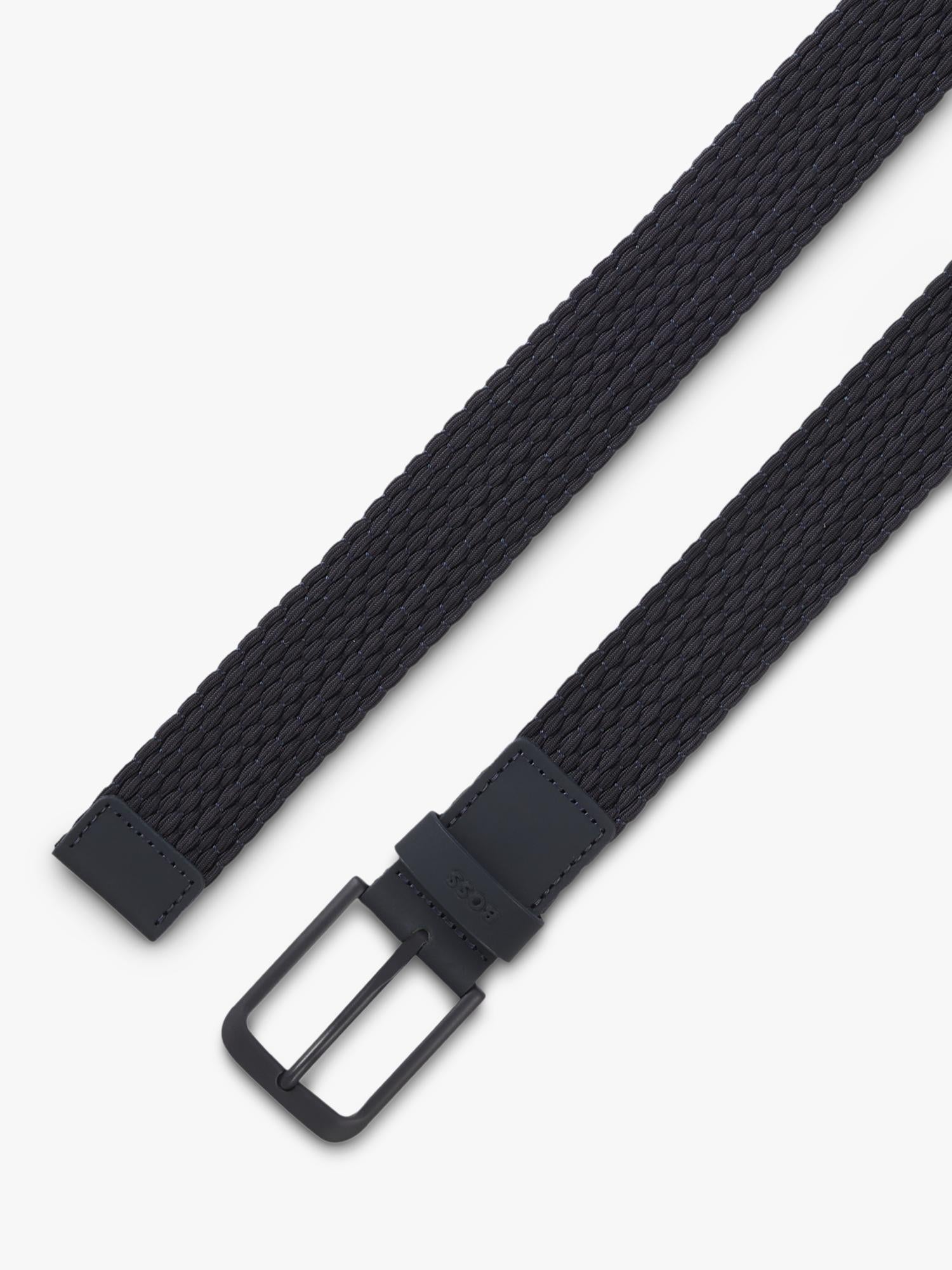 BOSS elastic woven and leather belt Dark Blue - British product