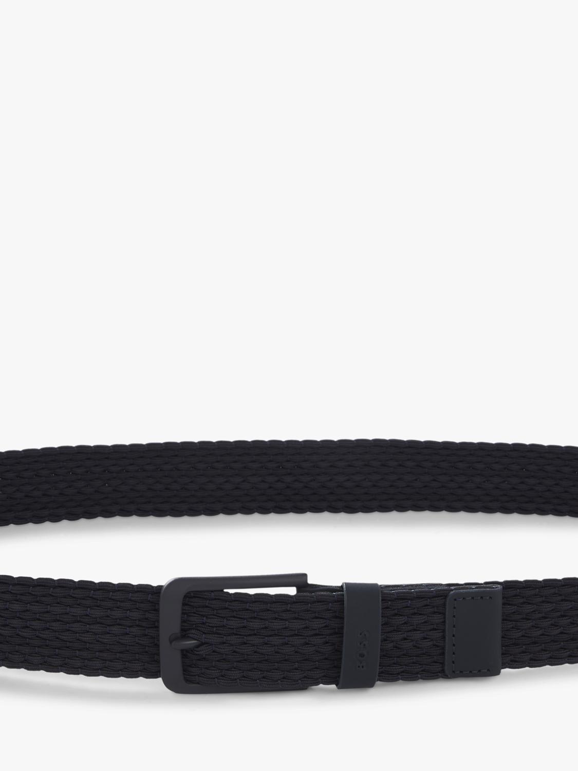 BOSS elastic woven and leather belt Dark Blue - British product