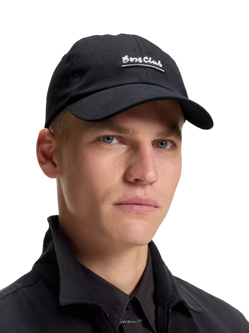 BOSS black baseball cap with six panel design and riptape closure, UK version