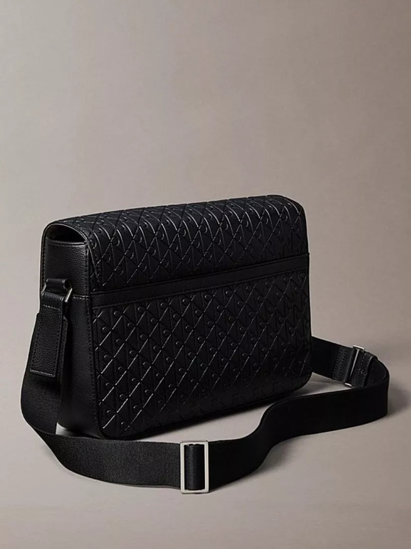 Calvin Klein messenger bag embossed emblem black (British brand)