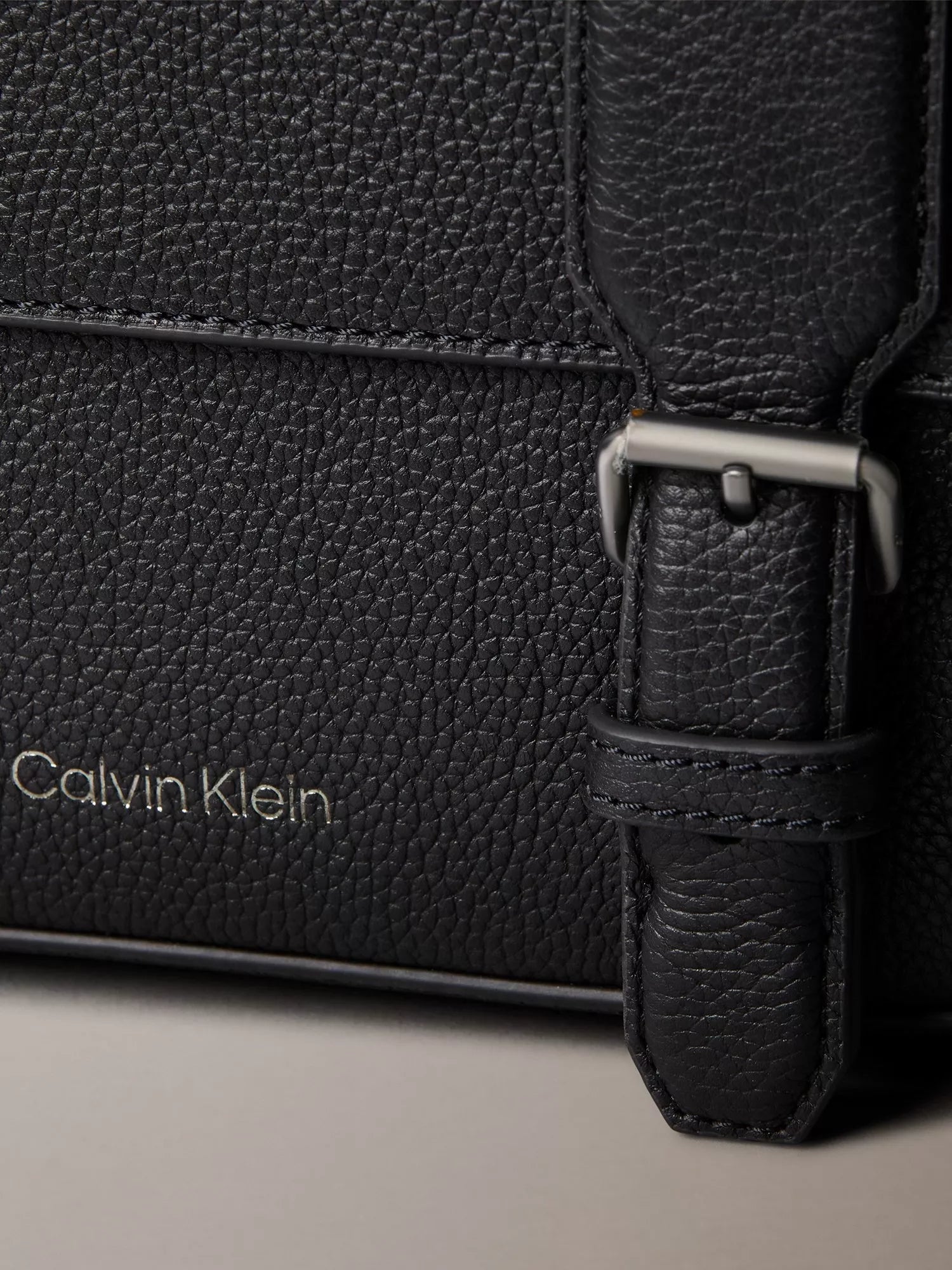 Calvin Klein leather flap messenger bag black, UK version