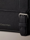 Calvin Klein leather flap messenger bag black, UK version