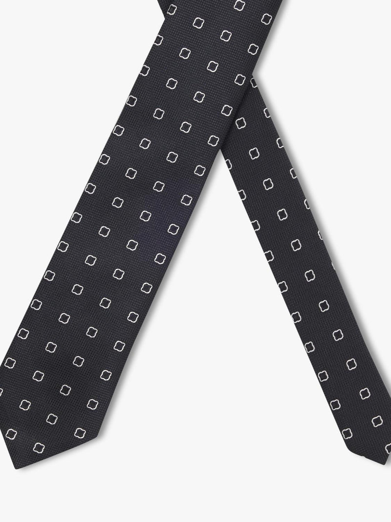 BOSS geometric silk blend tie dark blue, imported from the UK