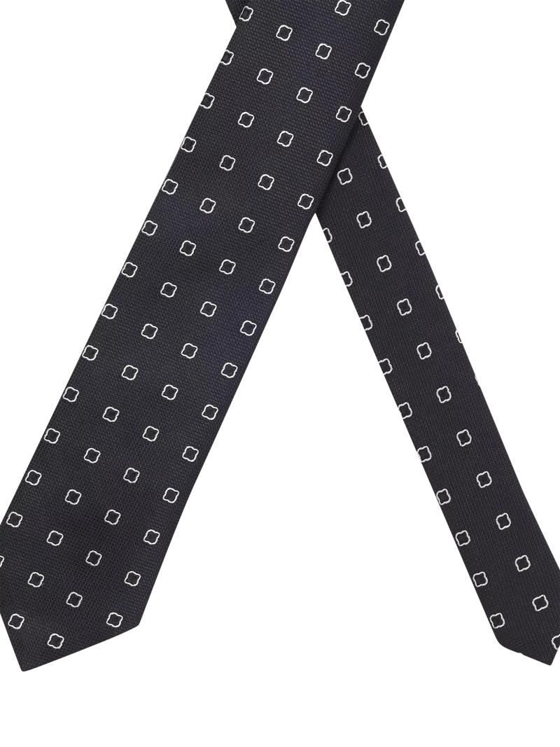 BOSS geometric silk blend tie dark blue, imported from the UK