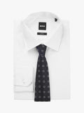 BOSS geometric silk blend tie dark blue, imported from the UK