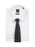 BOSS geometric silk blend tie dark blue, imported from the UK