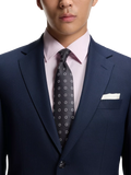 BOSS geometric silk blend tie dark blue, imported from the UK
