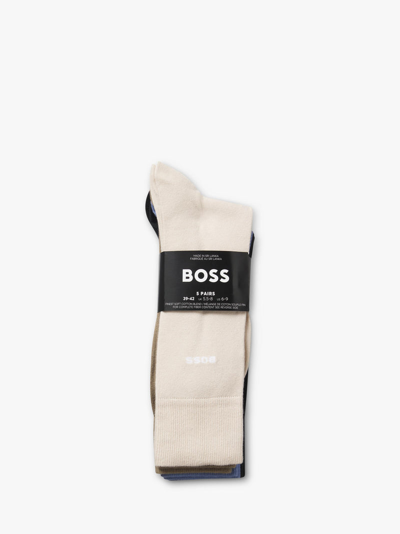 HUGO BOSS cotton blend socks 5-pack cream multi - British product