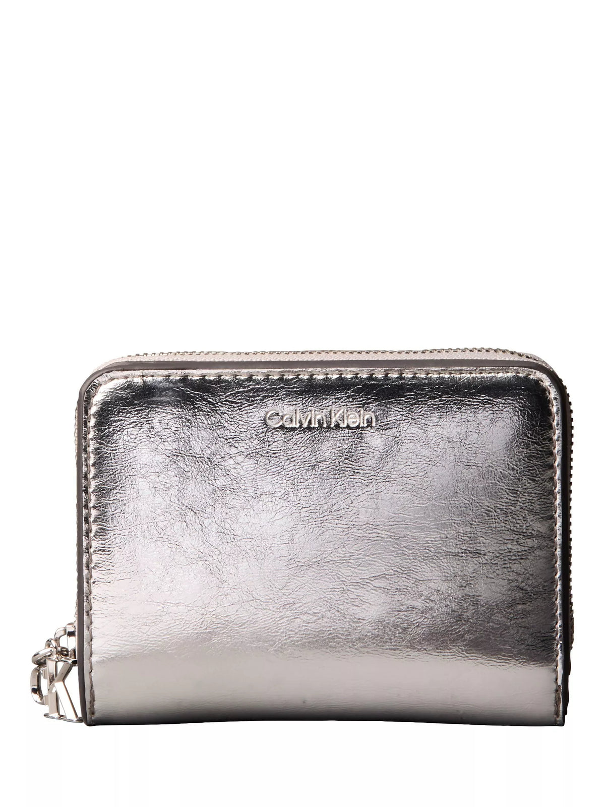 Calvin Klein metallic monogram zip purse silver, imported from the UK