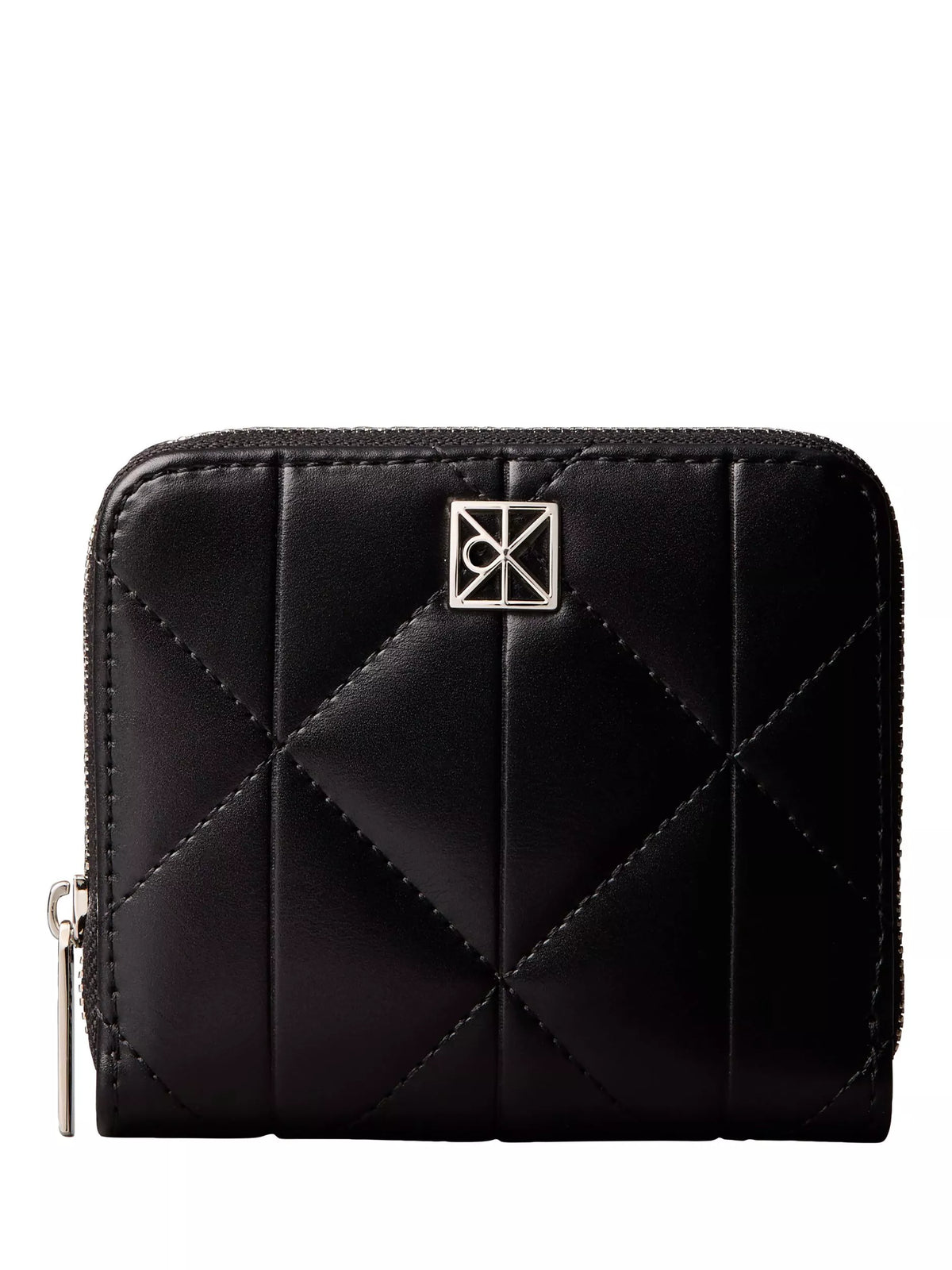 Calvin Klein Logo Plaque Quilted Purse Black - British product