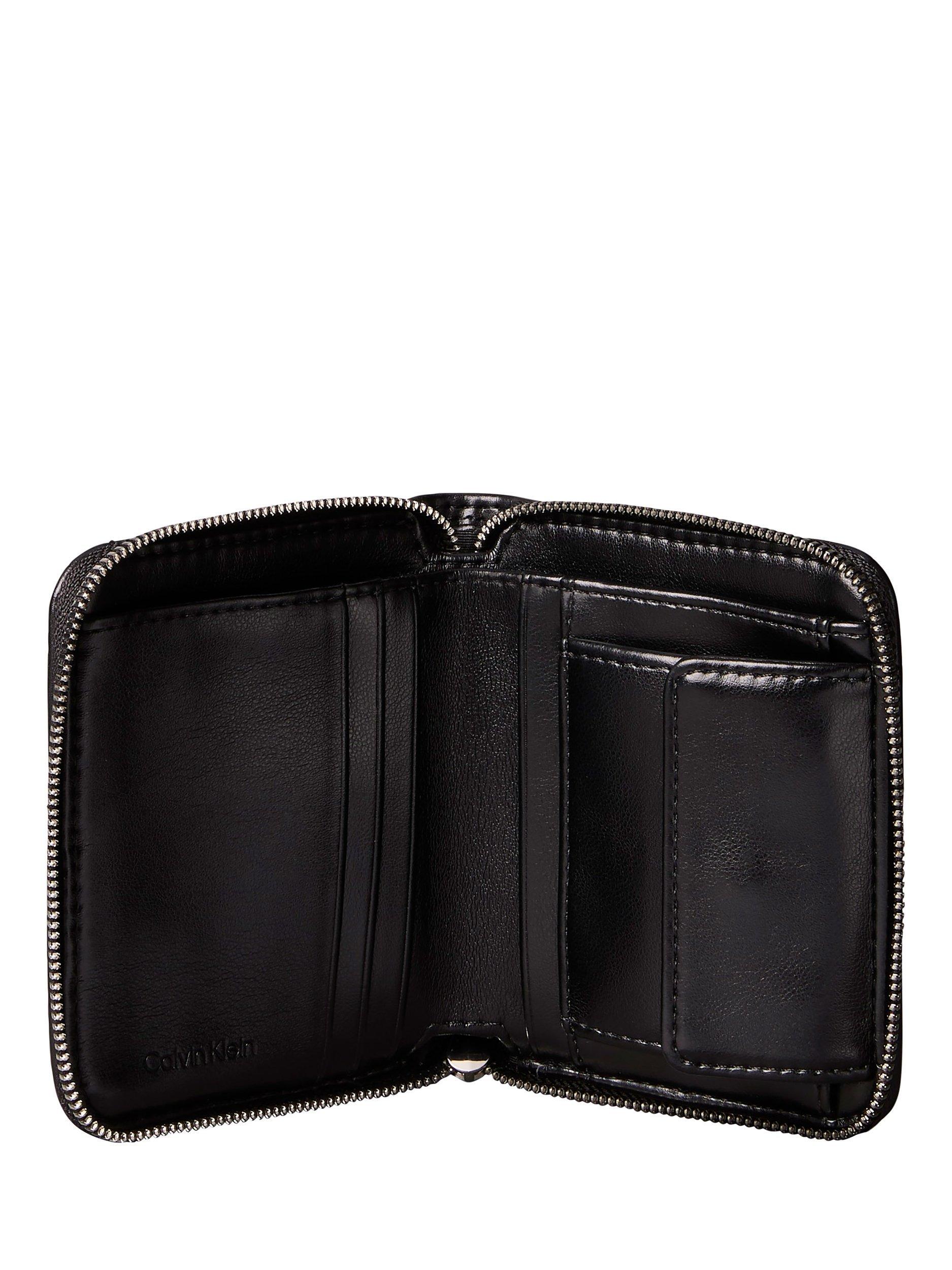 Calvin Klein Logo Plaque Quilted Purse Black - British product