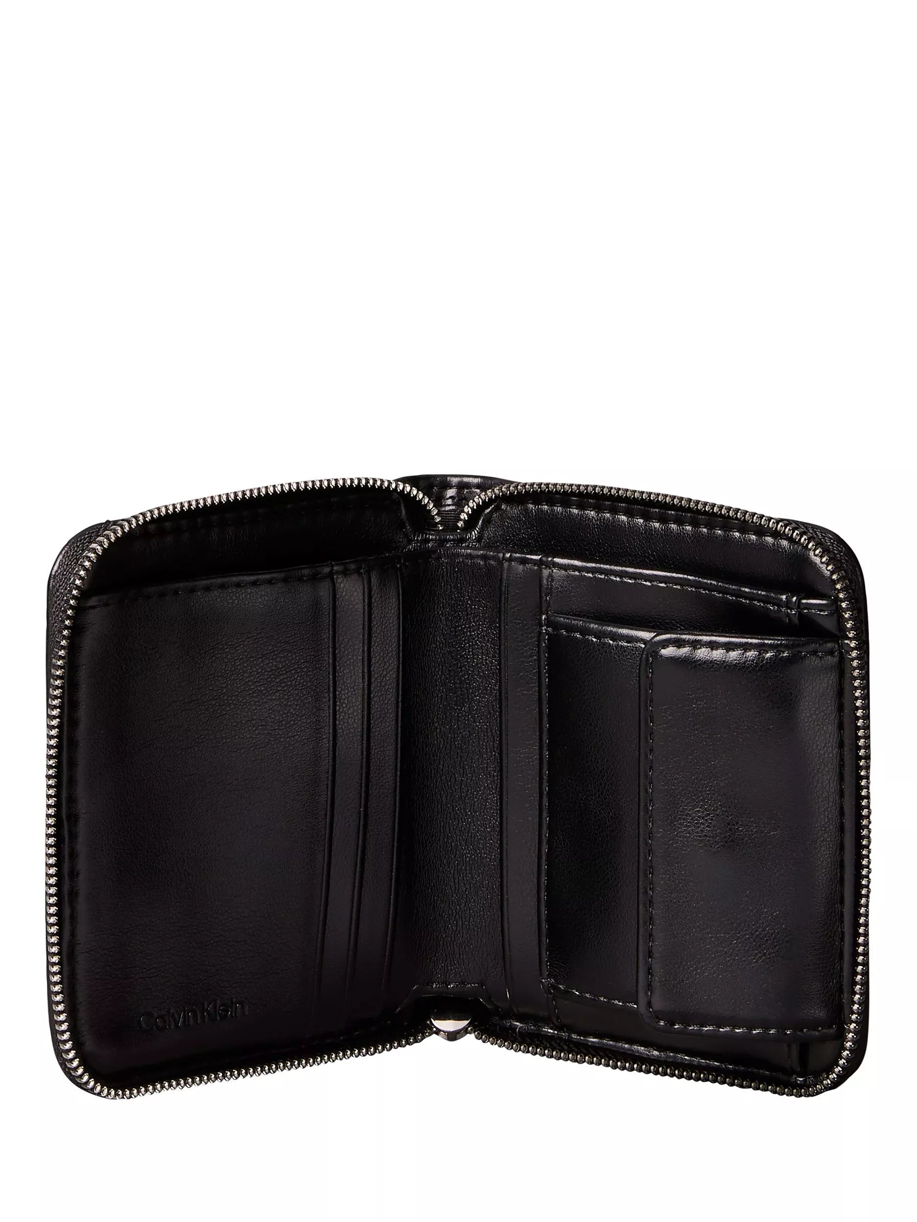 Calvin Klein Logo Plaque Quilted Purse Black - British product