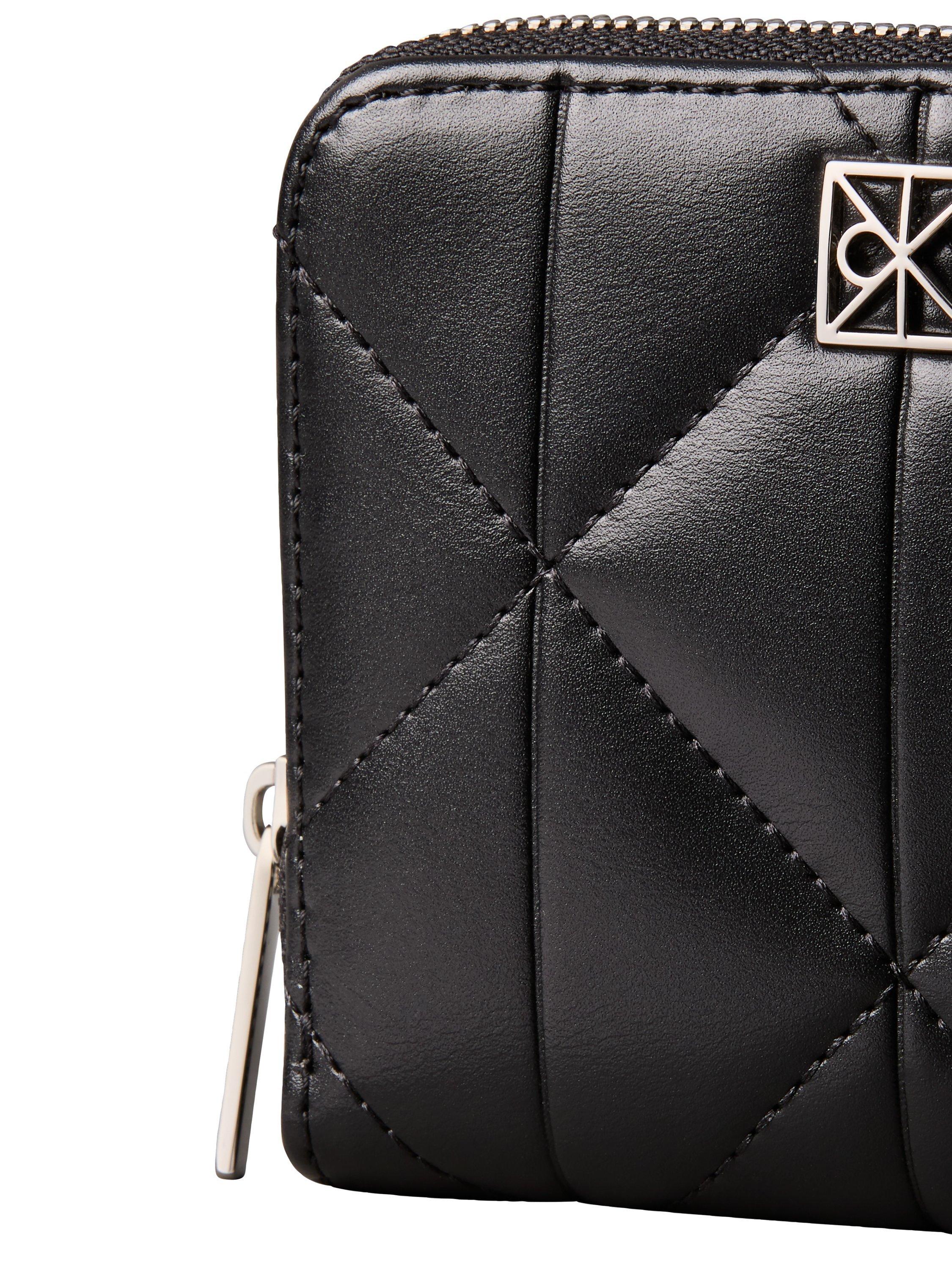 Calvin Klein Logo Plaque Quilted Purse Black - British product