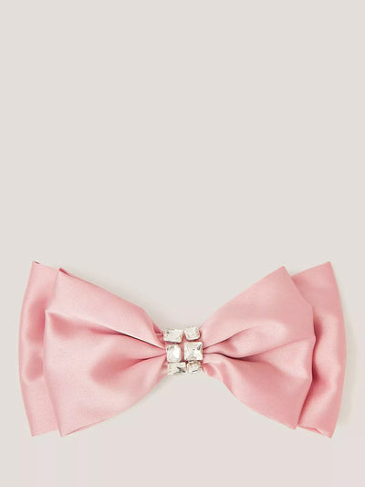 John Lewis Monsoon Kids' Gemstone Satin Bow Hair Clip, Pink- Buy online at McGrocer