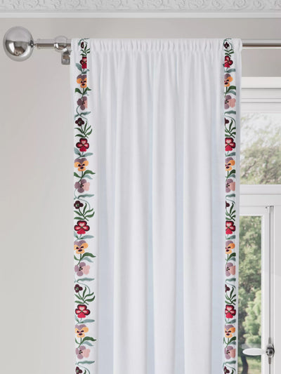 John Lewis John Lewis x Anine Cecilie Iversen Posy Embroidered Slot Top Voile Panel, Multi, W137 x Drop 140cm- Buy online at McGrocer