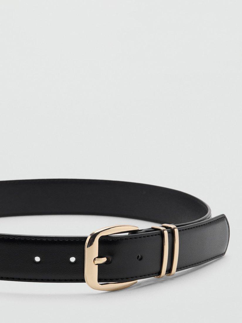 Mango black faux leather belt with square buckle (British brand)