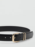 Mango black faux leather belt with square buckle (British brand)