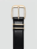 Mango black faux leather belt with square buckle (British brand)