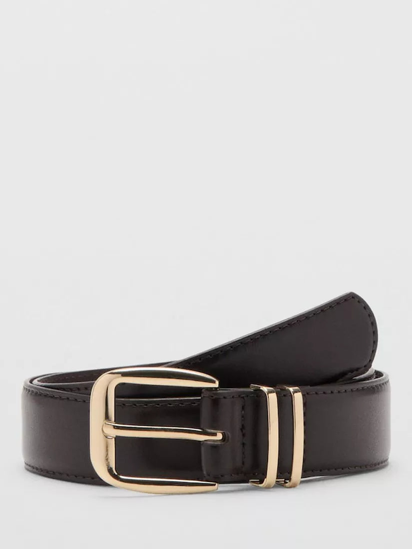 Mango faux leather belt dark brown (British brand)