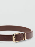 Mango brown faux leather belt with square buckle, imported from the UK