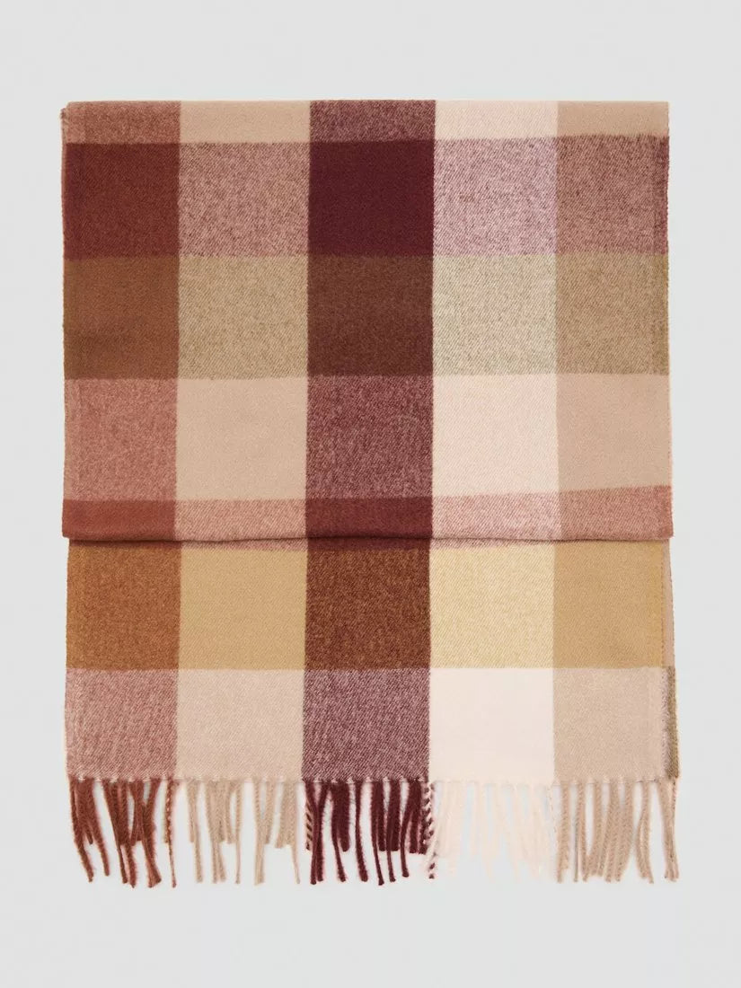 Mango polyester check scarf brown 50x190cm (British brand)