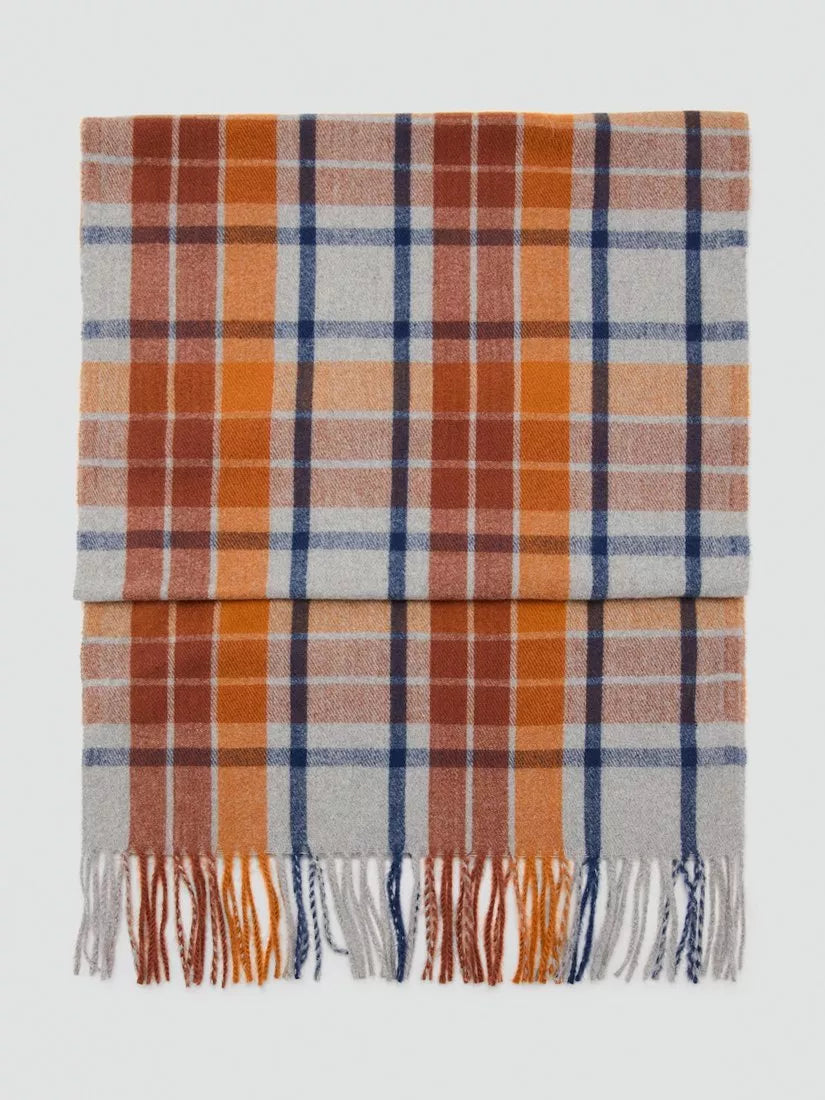 Mango Narcisa Check Scarf, Dark Brown