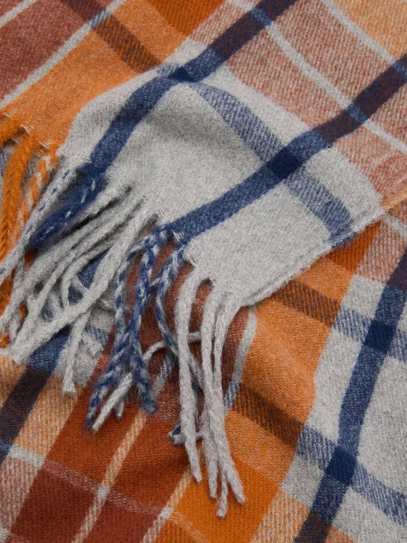 Mango check scarf dark brown, imported from the UK