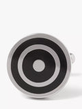Simon Carter Orbit enamel round cufflinks silver and black, UK version