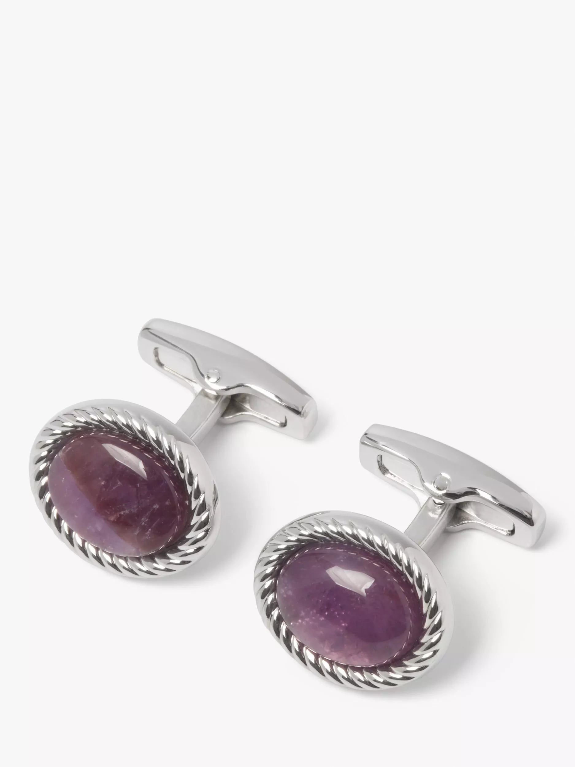 Simon Carter Charles amethyst cufflinks rhodium plated brass, UK version