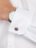 Simon Carter Charles amethyst cufflinks rhodium plated brass, UK version