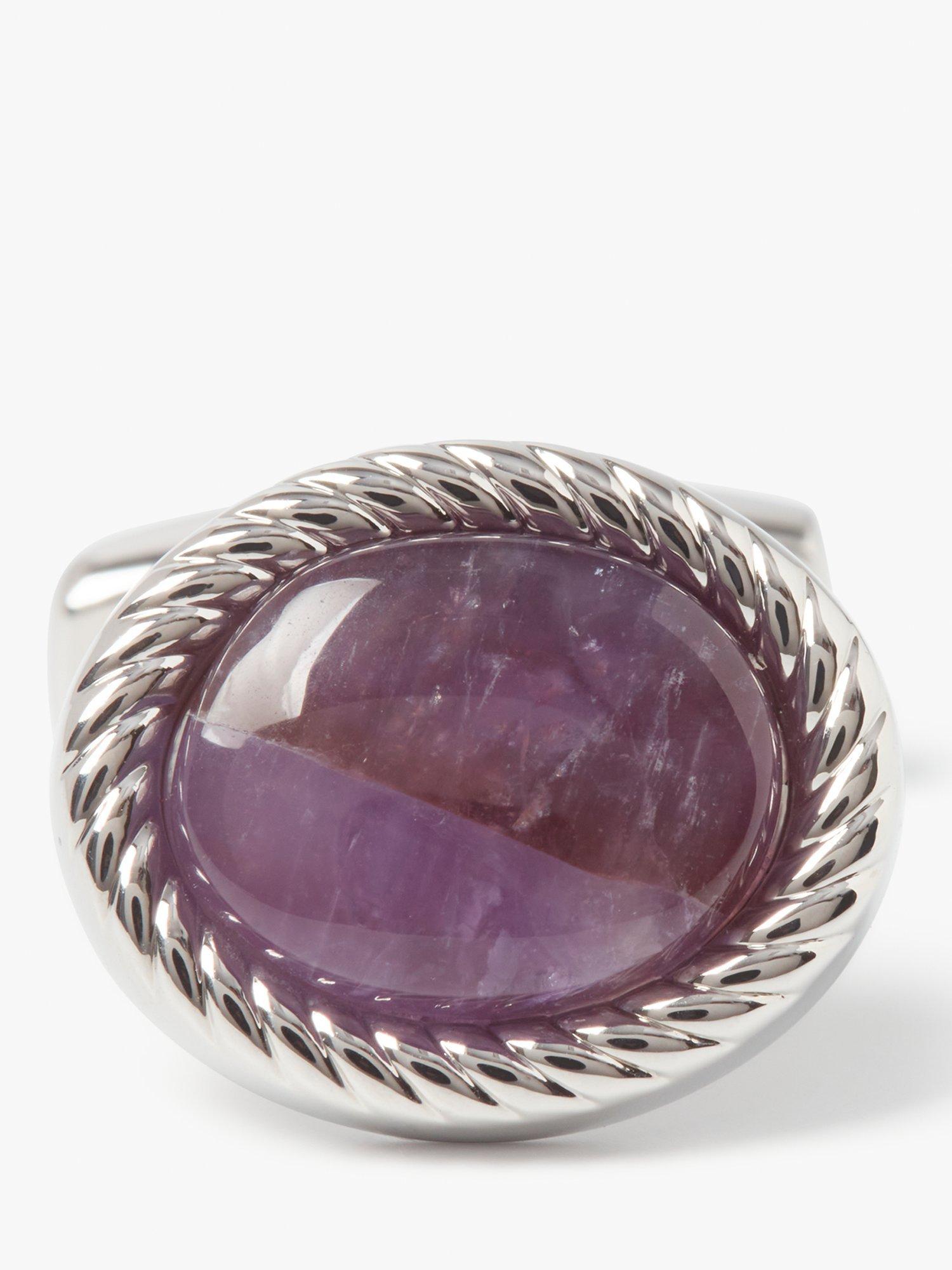Simon Carter Charles amethyst cufflinks rhodium plated brass, UK version