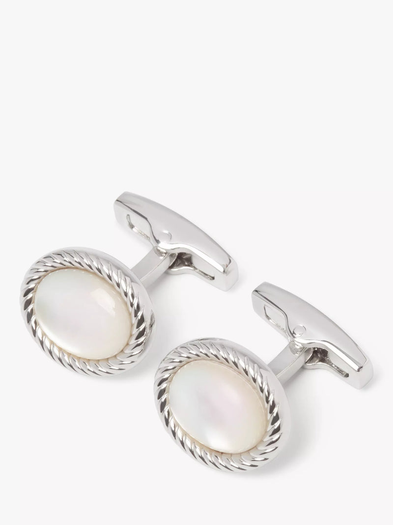 Simon Carter mother of pearl cufflinks rhodium plated - British product