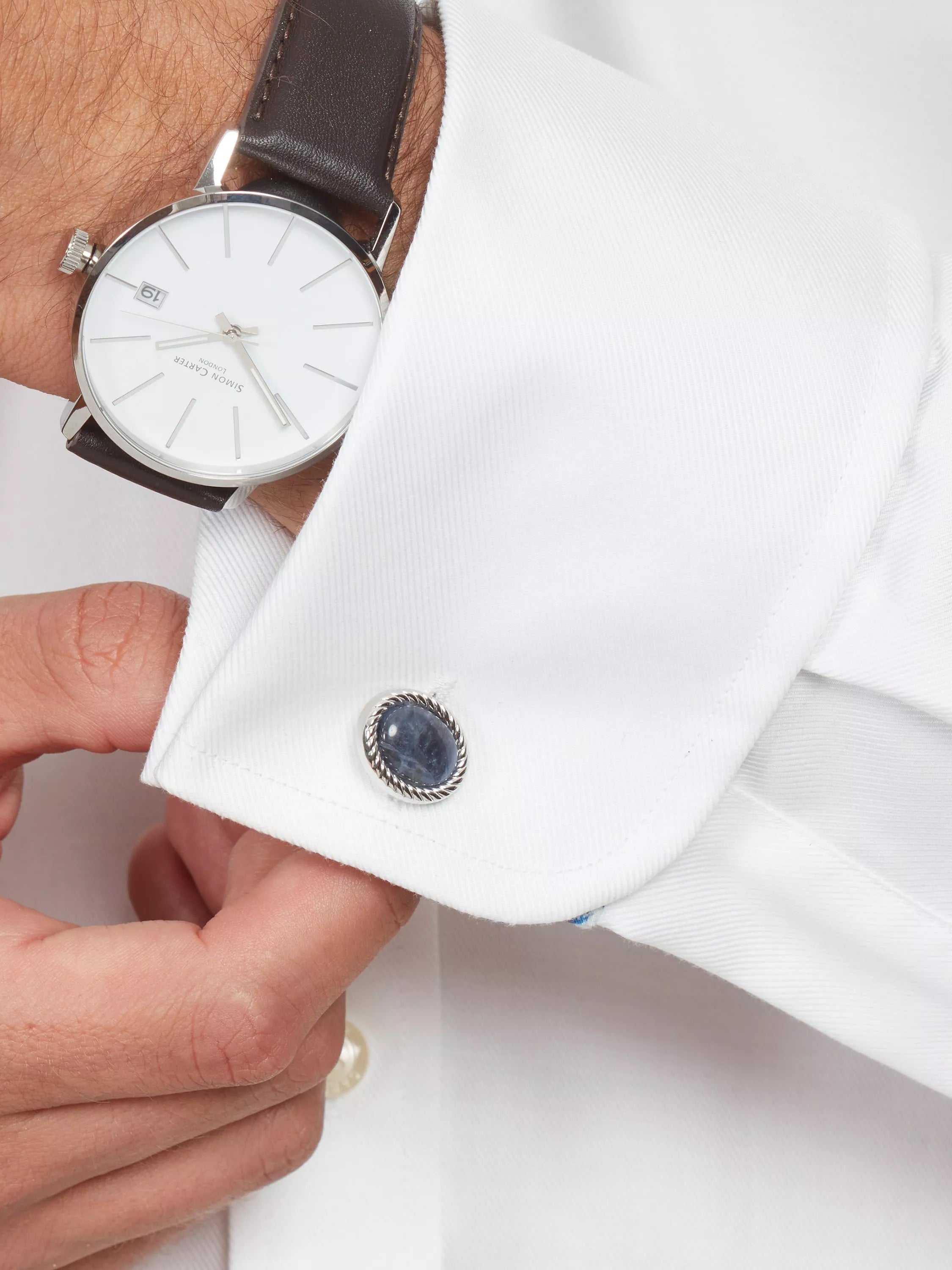 Simon Carter sodalite oval cufflinks - British product