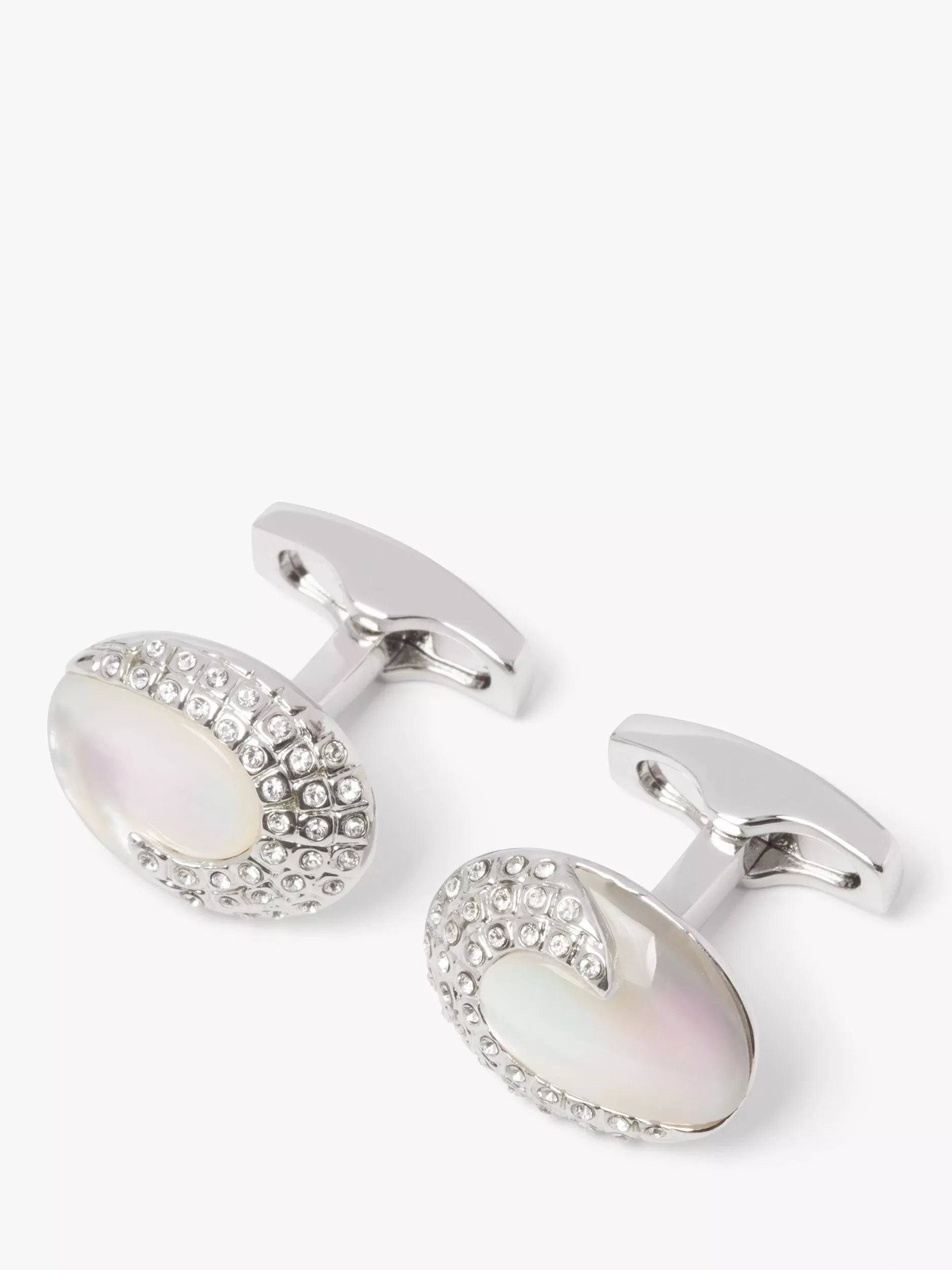 Simon Carter Deco Waves cufflinks with mother of pearl and crystals (British brand)