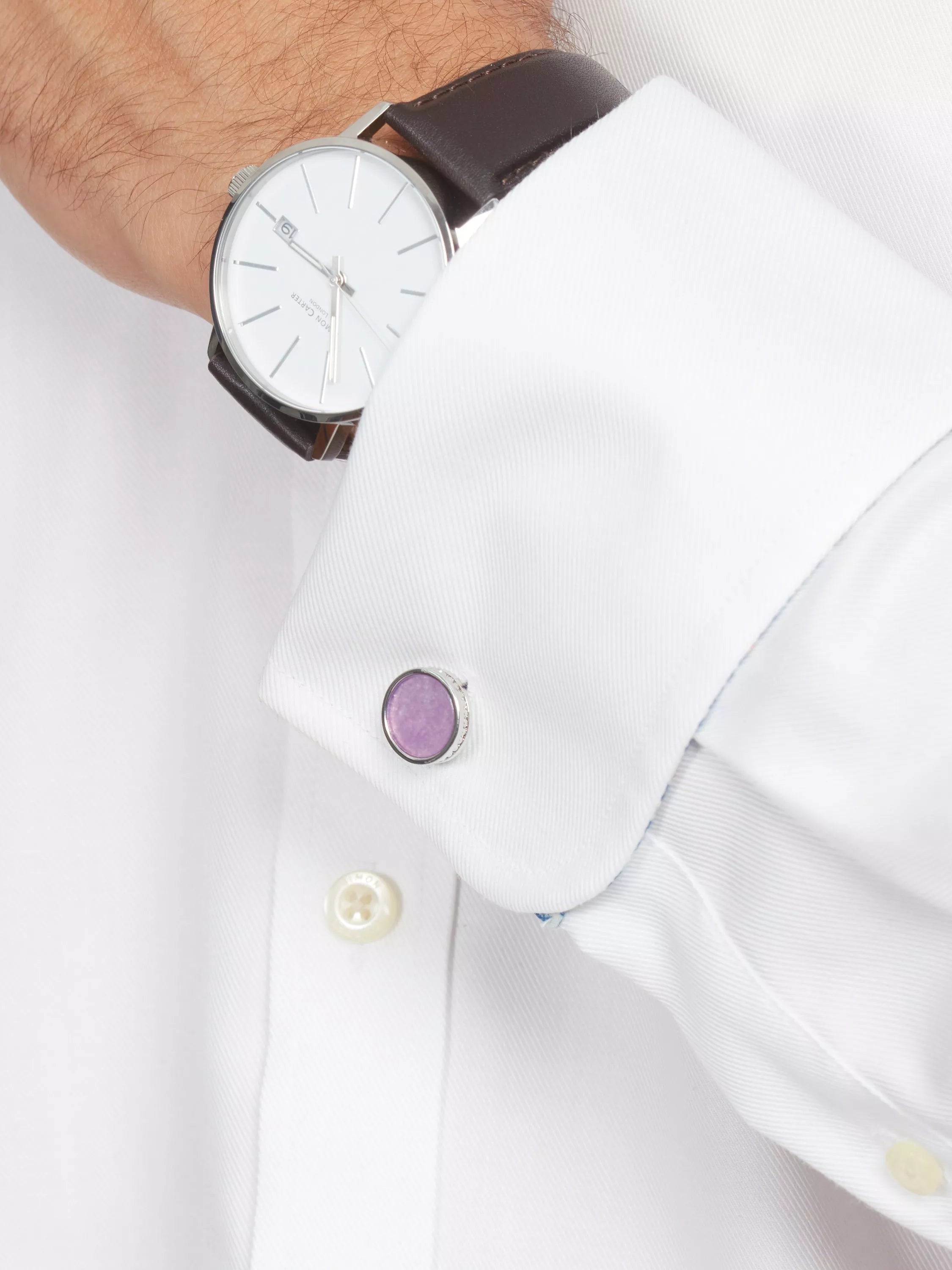 Simon Carter Edward Amethyst Cufflinks - British product