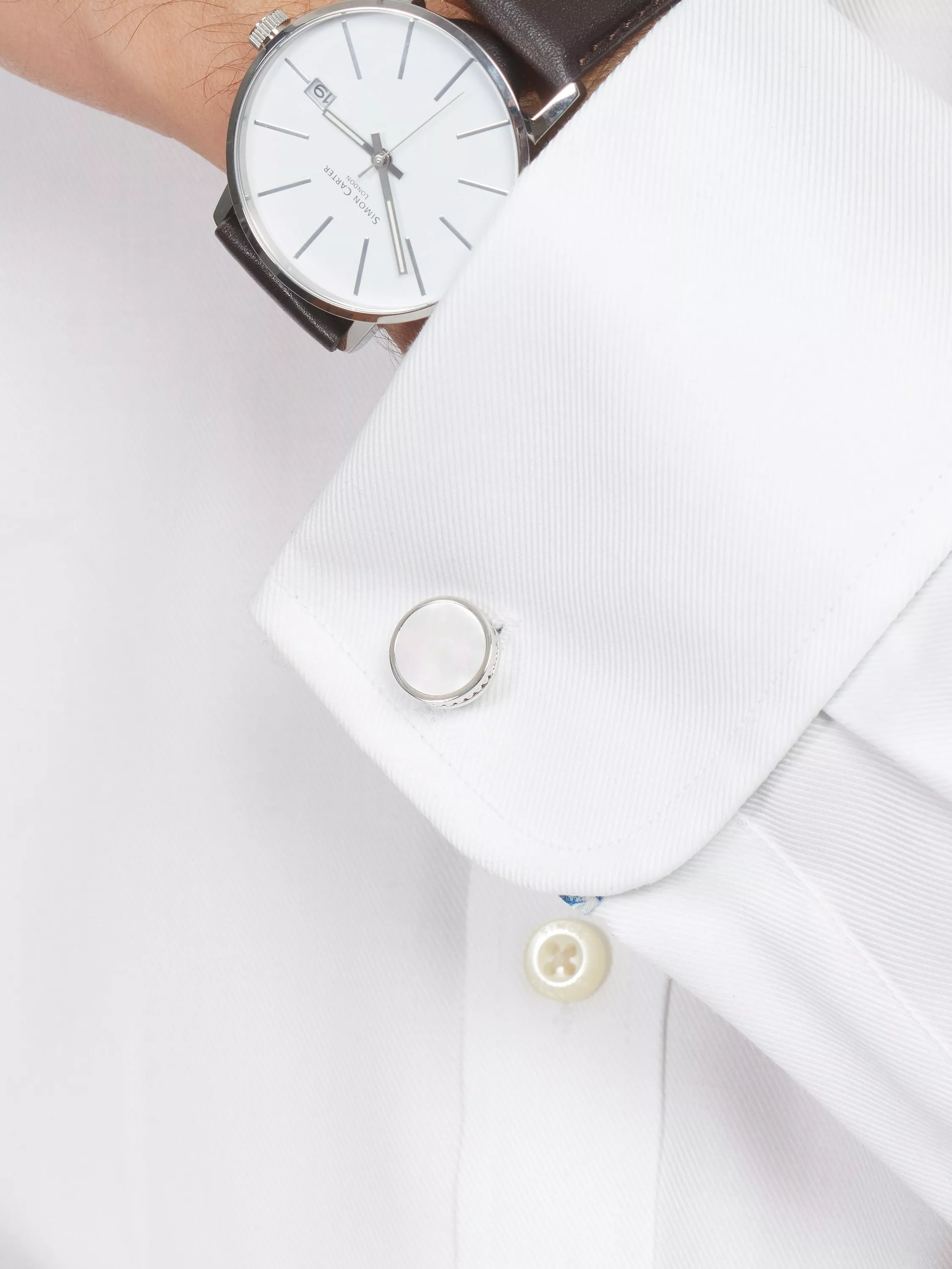 Simon Carter Edwardian mother of pearl cufflinks - British product
