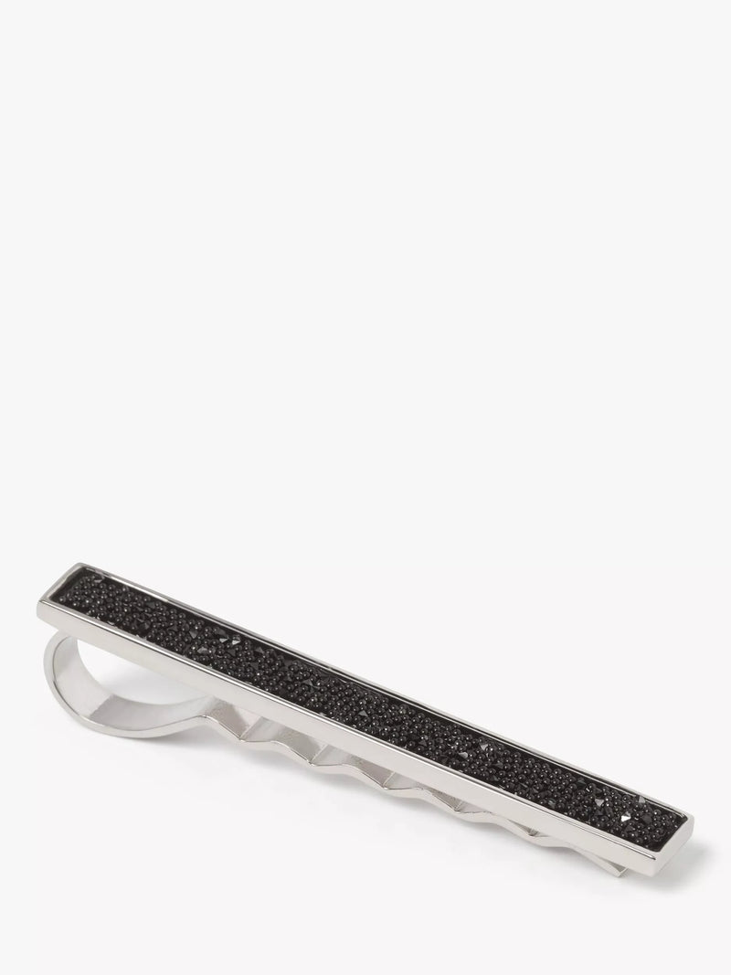 Simon Carter tie slide silver and black crystal fabric - British product